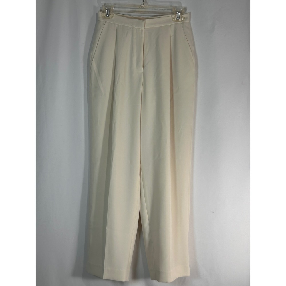 Vintage Cream High Waisted Pleated Front Straight Leg Dress Pants Womens 8P‎